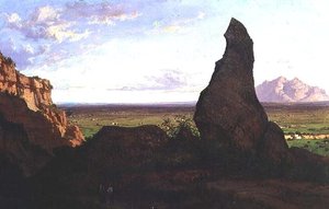 Landskap med en fremtredende stein (olje på lerret) av Luis Rigalt