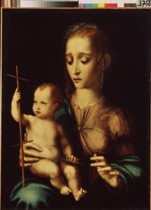 Madonna and Child with a Distaff (Madonna and Child with a Distaff). Maleri av Luis de Morales (1509/20-1586), ca 1570. Spansk kunst, manneristisk stil. Eremitasjemuseet, St. Petersburg.
