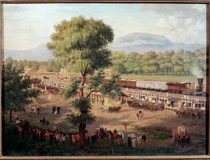 Utsikt over jernbanen i Mexico-dalen Maleri av Luis Coto (1830-1891) Mexico City, National Museum of History, Chapultepec Castle av Luiz Coto
