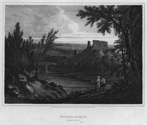 Mitford Castle, Northumberland (gravering)