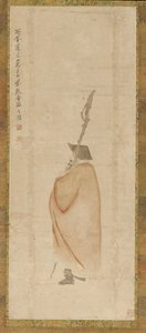 Stående mann i rød frakk, Qing-dynastiet, 1700-tallet.