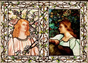 Vår og høst, produsert av Tiffany Glass & Manufacturing Co., ca. 1892 (blyglass)