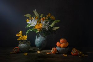 Høstblomster og frukt av Lydia Jacobs