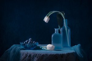 Elegant blått stilleben av Lydia Jacobs