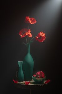 Elegant valmuestilleben av Lydia Jacobs