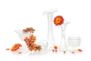 Druer og dahlia av frostet glass av Lydia Jacobs