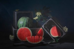 Stemningsfullt stilleben med vannmelon av Lydia Jacobs