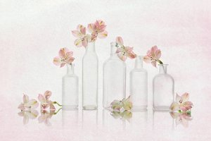 Rosa blomster og glass av Lydia Jacobs