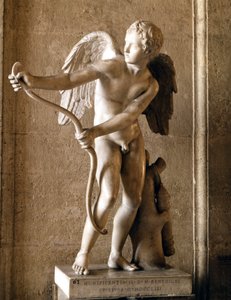 Eros (Cupid) med buen (1753) kopi av Eros de Thespies av Lysippe. Capitol Museum, Roma.