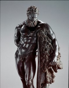 Gresk kunst: "" Herakles i hvile "" Detalj. Bronseskulptur av Lysippe av Sicyone (395-305 f.Kr.) 4. århundre f.Kr. Fra helligdommen til Ercole Curino, Sulmona. Nasjonalt arkeologisk museum, Chieti Italia