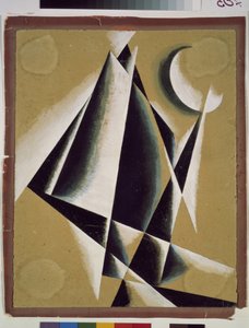 Konstruksjon. Verk av Lyubov (Lioubov) Sergeyevna Popova (1889-1924), gouache på papp av Lyubov Sergeevna Popova