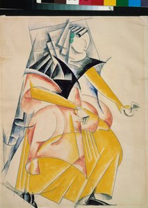 Forberedende kostyme til stykket ""Romeo og Julie"" av William Shakespeare (1564-1616) - Kostymedesign for stykket Romeo og Julie av W Shakespeare - Verk av Lyubov (Lioubov) Sergeyevna Popova (1889-1924), gouache og blekk på papir av Lyubov Sergeevna Popova