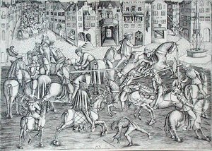 Turneringen, ca. 1500 (gravering) av MZ Master
