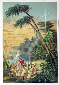 Oppdagelsen av den nye verden av Christopher Columbus (1451-1506) 1892 av M. Houssot