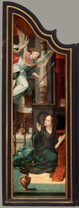 Triptykon. Maarten de Vos. Det 16. århundre. Olje på tre. Altertavle åpnet venstre fløy. av Maarten de Vos