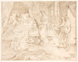 Ahasverus, da han ikke kunne sove, konsulterte opptegnelsene av Maarten van Heemskerck