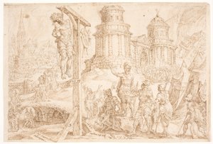 Ødeleggelsen av Aj og hengingen av kongen av Maarten van Heemskerck