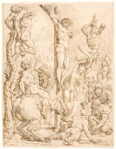 Kristus på korset, mellom tyvene av Maarten van Heemskerck
