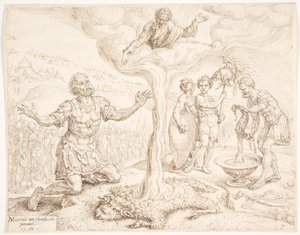 Gideon kneler i bønn (Historien om duggen og ullflåten) av Maarten van Heemskerck