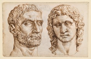 Hode av en eldre mann, hode av en ung mann av Maarten van Heemskerck