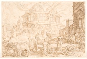 Nebukadnesar og kaldeerne plyndrer templet i Jerusalem av Maarten van Heemskerck