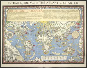 Tids- og tidevannskart over Atlantic Charter av MacDonald Gill