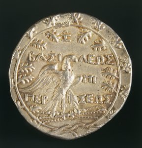 Tetradrachm av kong Perseus av Makedonien, preget i Pella, Kongeriket Makedonia, omvendt, ca. 179-168 f.Kr. (sølv) av Macedonian