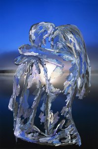 Blue Lovers, 2022 (akrylmaling på arkivpigmenttrykk) av Madeleine Gross