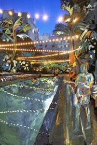Night Swim, 2021 (akrylmaling på arkivpigmenttrykk) av Madeleine Gross