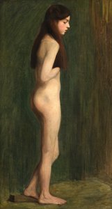 Studio Nude in Green (olje på lerret)
