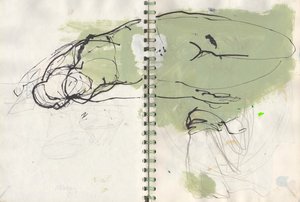 Skissebok 19, 2024 (tempera-maling, blekk, blyant på papir) av Madgalena Morey