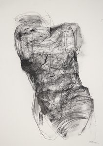 Torso 2, 2022 (kull på papir) av Madgalena Morey