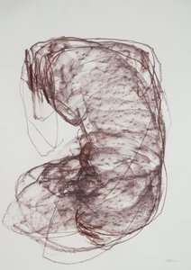 Torso 5, 2022 (kull på papir) av Madgalena Morey