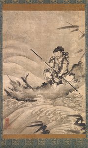 Den kinesiske oppdageren Zhang Qian på en flåte, midten av 1500-tallet. av Maejima Soyu