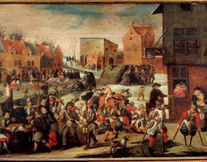De krøplinger En skare av fattige og svake i en by (i Flandern?) (mirakeldomstolen). Maleri av Martin van Cleve (1527-1581) Troyes fra 1500-tallet, Musee des Beaux Arts