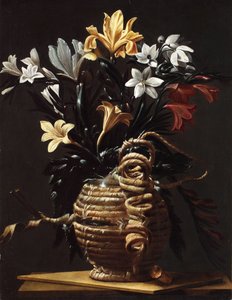 Kolbe med blomster, ca. 1615-1620. av Maestro della fiasca di Forlì