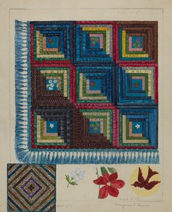 Quilt - Log Cabin Pattern, c. 1936.    1144752   no       norwegian Successfully Translated  Original: Bolivar and Santander at the Battle of Llanos (oil on canvas) Translat: Bolivar and Santander at the Battle of Llanos (oil on canvas) 1422082 no norwegia