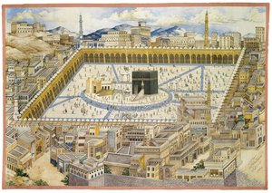Utsikt over Kabaen og omkringliggende bygninger i Mekka, andre halvdel av 1800-tallet av Mahmud