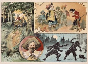 Cyrano de Bergerac, illustrasjon av romanen av Cyrano de Bergerac: "Den andre verden"