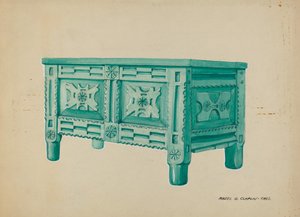 Bryst for klær eller tepper, ca. 1937. av Majel G. Claflin