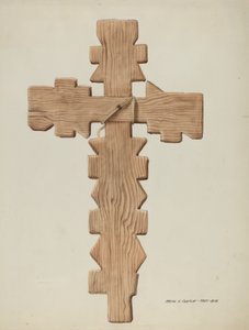 Penitente Cross, utskåret tre, ca. 1937.