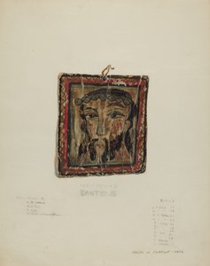 Small Christo Head - Retablo, ca. 1940. av Majel G. Claflin