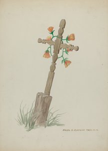 Trekors brukt som gravstein, ca. 1937.