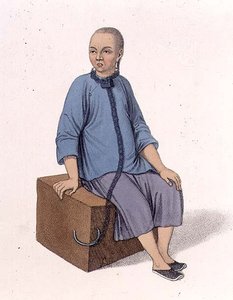 En mann festet til en stor treblokk, plate 14 fra 