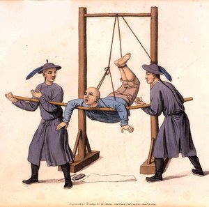 Punishment of the Swing, plate 6 fra 'The Punishments of China', gravert av J. Dadley