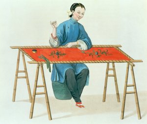 A Woman Embroidering, plate 41 fra 