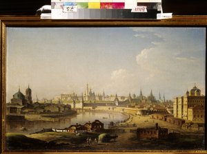 Utsikt over Kreml og barnehjemmet i Moskva. Maleri av Maxim (Maksim) Nikiphorovich Vorobyev (Vorobiev) (1787-1855), olje på lerret