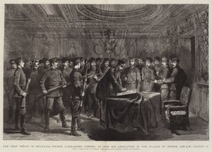 Statskuppet i Bulgaria, prins Alexander tvang til å signere sin abdikasjon i Sophia-palasset, kl. 02.30 21. august