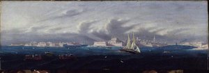 Utsikt over Valletta havn, Malta av Maltese School