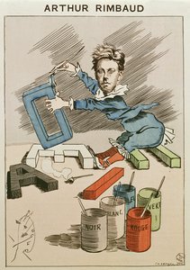 Karikatur av Arthur Rimbaud (1854-91) fra 